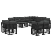 vidaXL Buiten bankenset 12 pcs Zwart en Donkergrijs Polyester