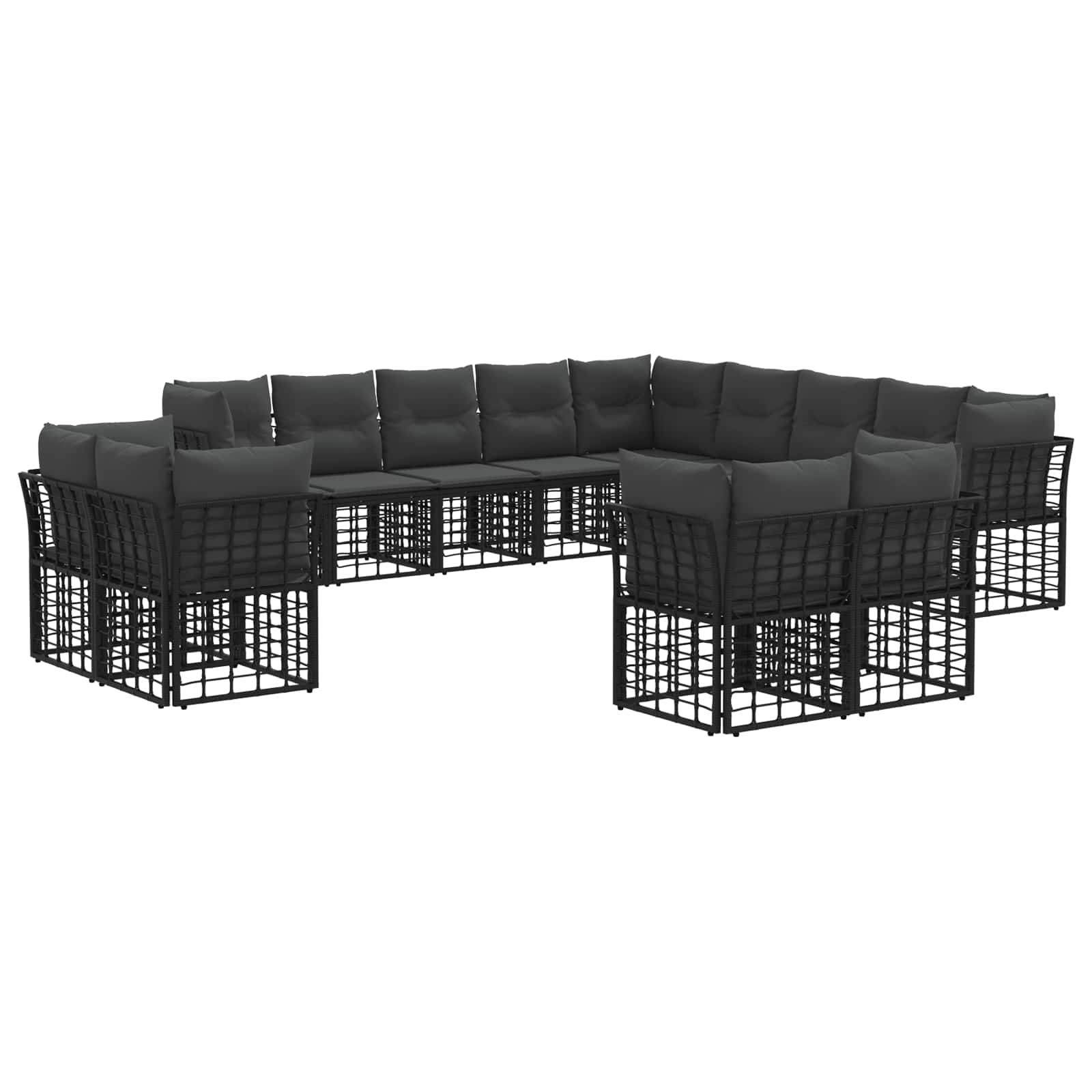 vidaXL Buiten bankenset Zwart en Donkergrijs Polyester