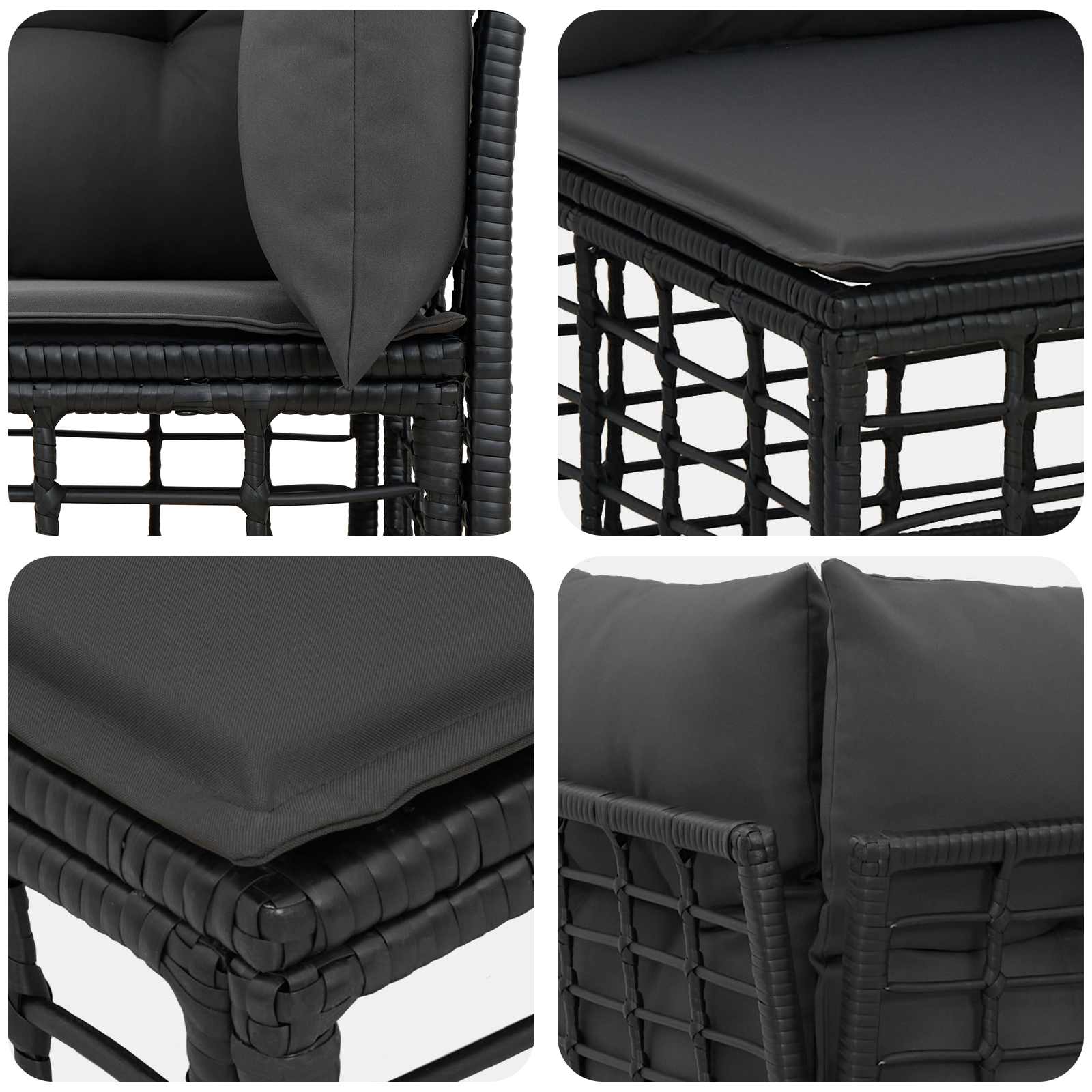 vidaXL Buiten bankenset Zwart en Donkergrijs Polyester