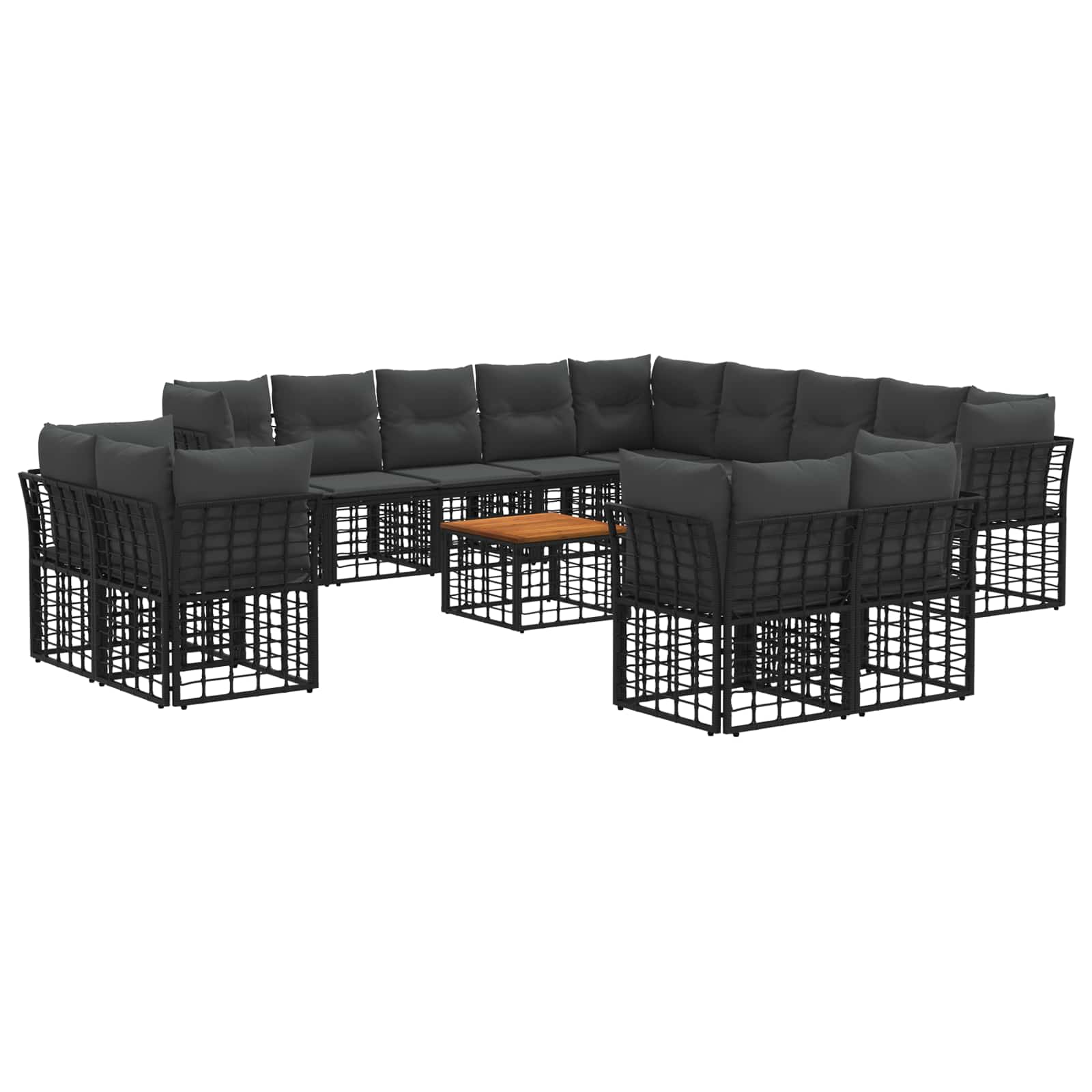 vidaXL Buiten bankenset Zwart en Donkergrijs Polyester
