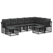 vidaXL Buiten bankenset 9 pcs Zwart en Donkergrijs Polyester