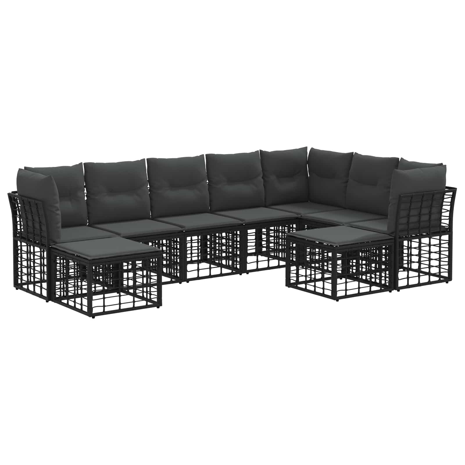 vidaXL Buiten bankenset 9 pcs Zwart en Donkergrijs Polyester