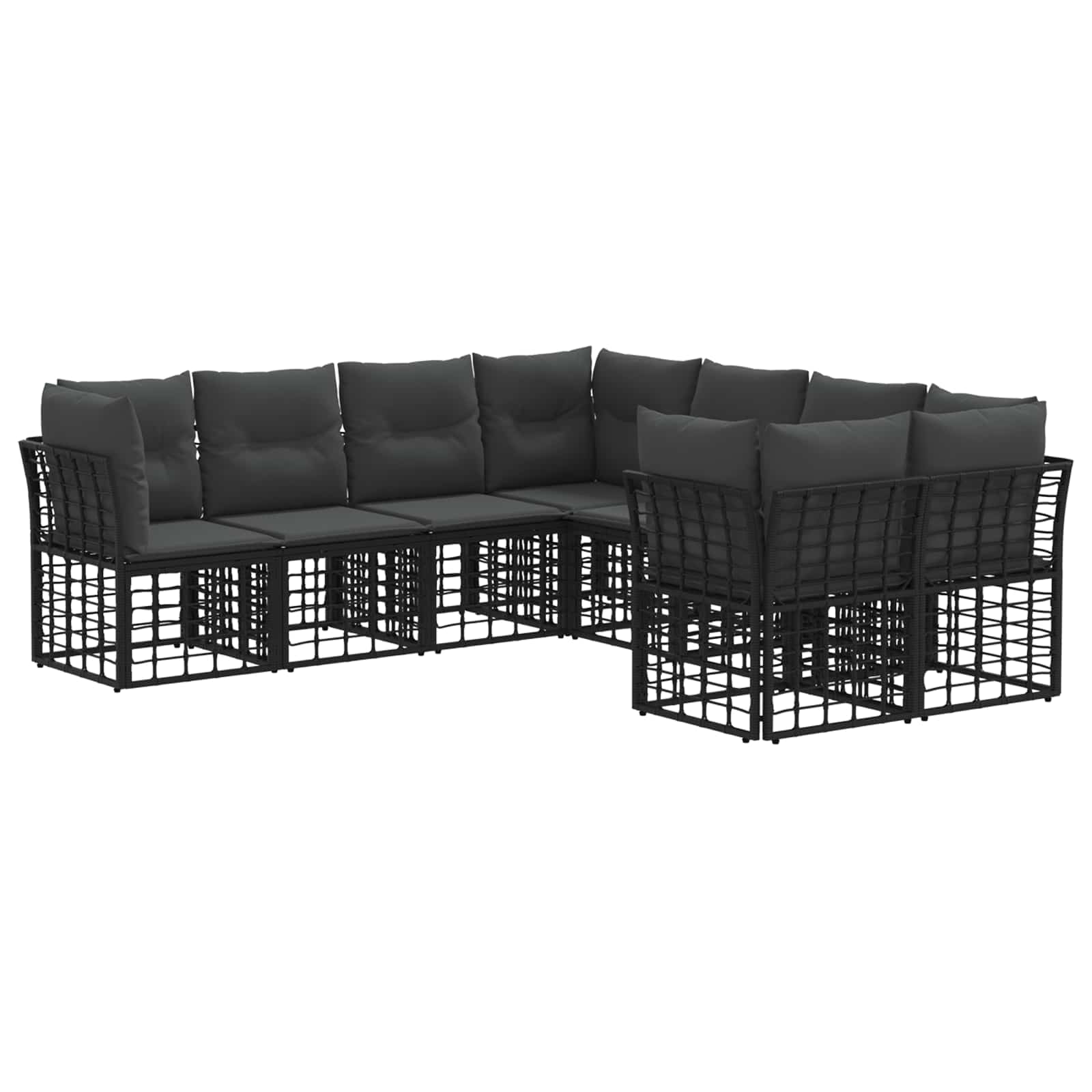 vidaXL Buiten bankenset 8 pcs Zwart en Donkergrijs Polyester
