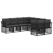 vidaXL Buiten bankenset 8 pcs Zwart en Donkergrijs Polyester