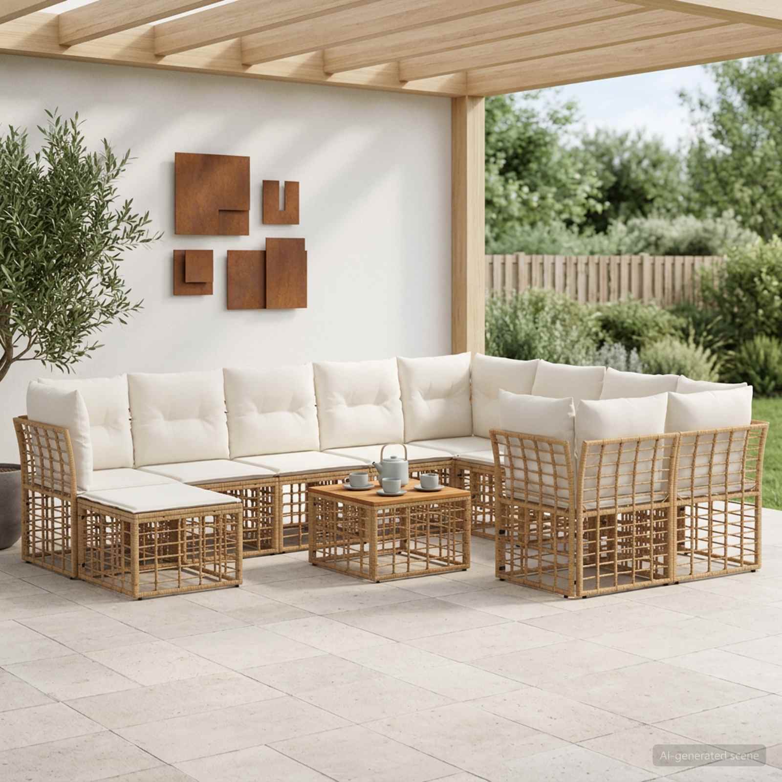 vidaXL Buiten bankenset 11 st Zwart en Donkergrijs poly rattan