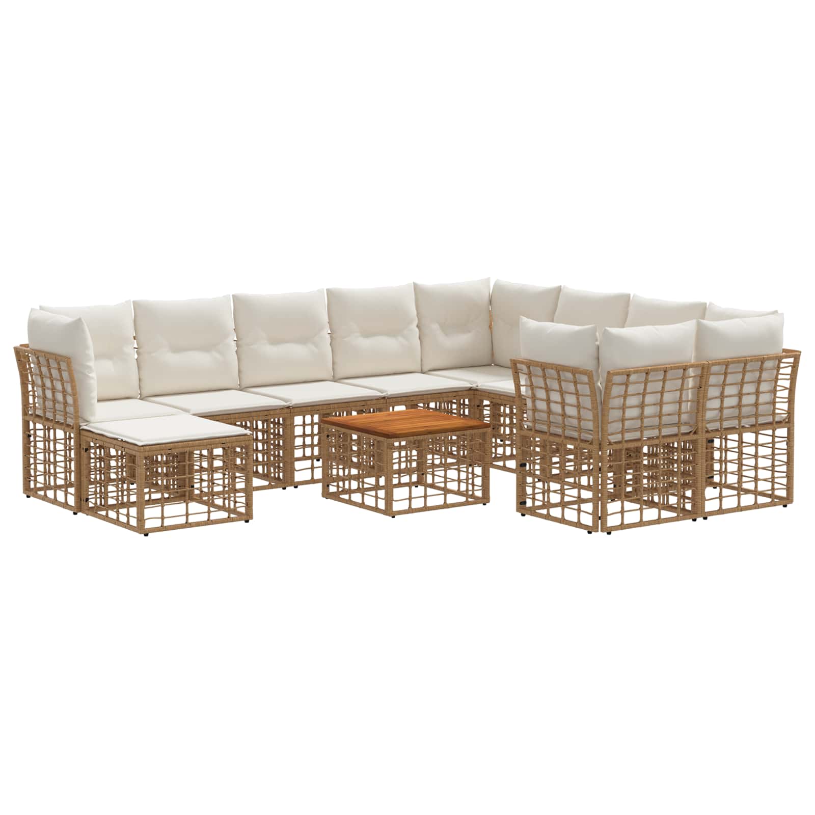 vidaXL Buiten bankenset 11 st Zwart en Donkergrijs poly rattan