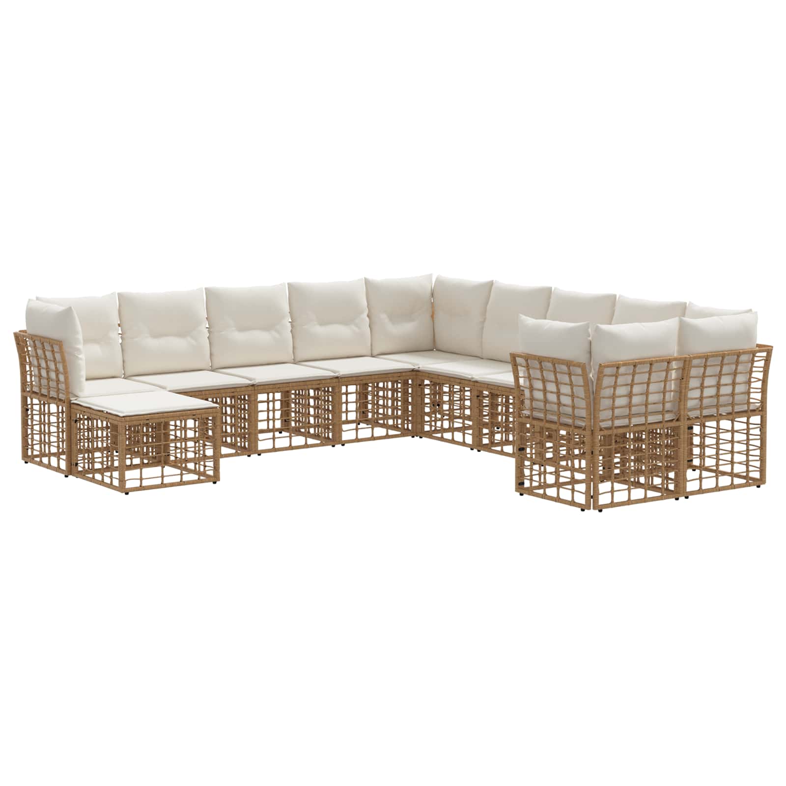 vidaXL Buiten bankenset 11 pcs Zwart en Donkergrijs Polyester