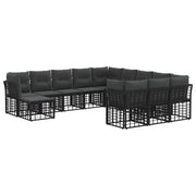 vidaXL Buiten bankenset 12 pcs Zwart en Donkergrijs Polyester