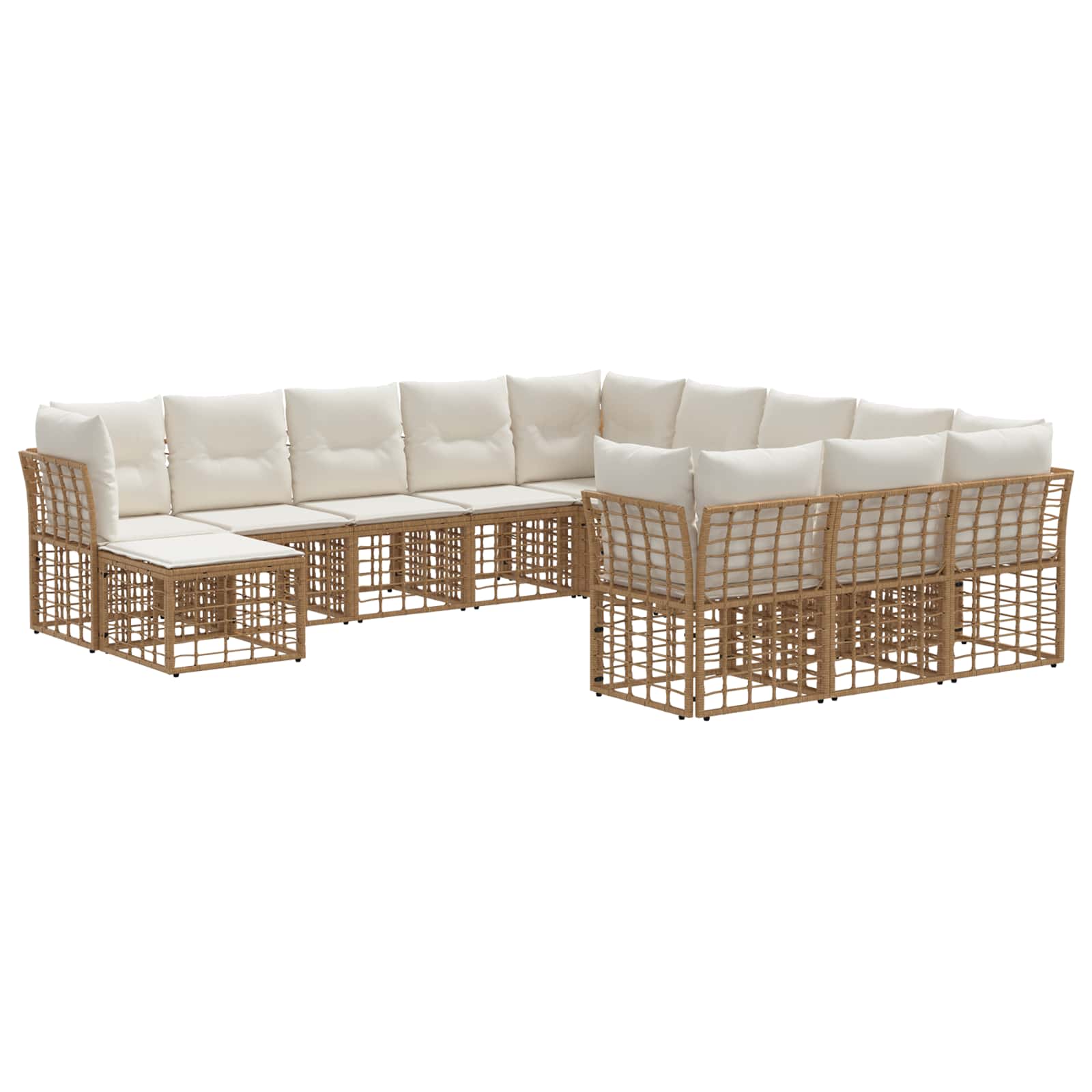 vidaXL Buiten bankenset 12 pcs Zwart en Donkergrijs Polyester