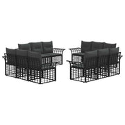 vidaXL Buiten bankenset 12 pcs Zwart en Donkergrijs Polyester