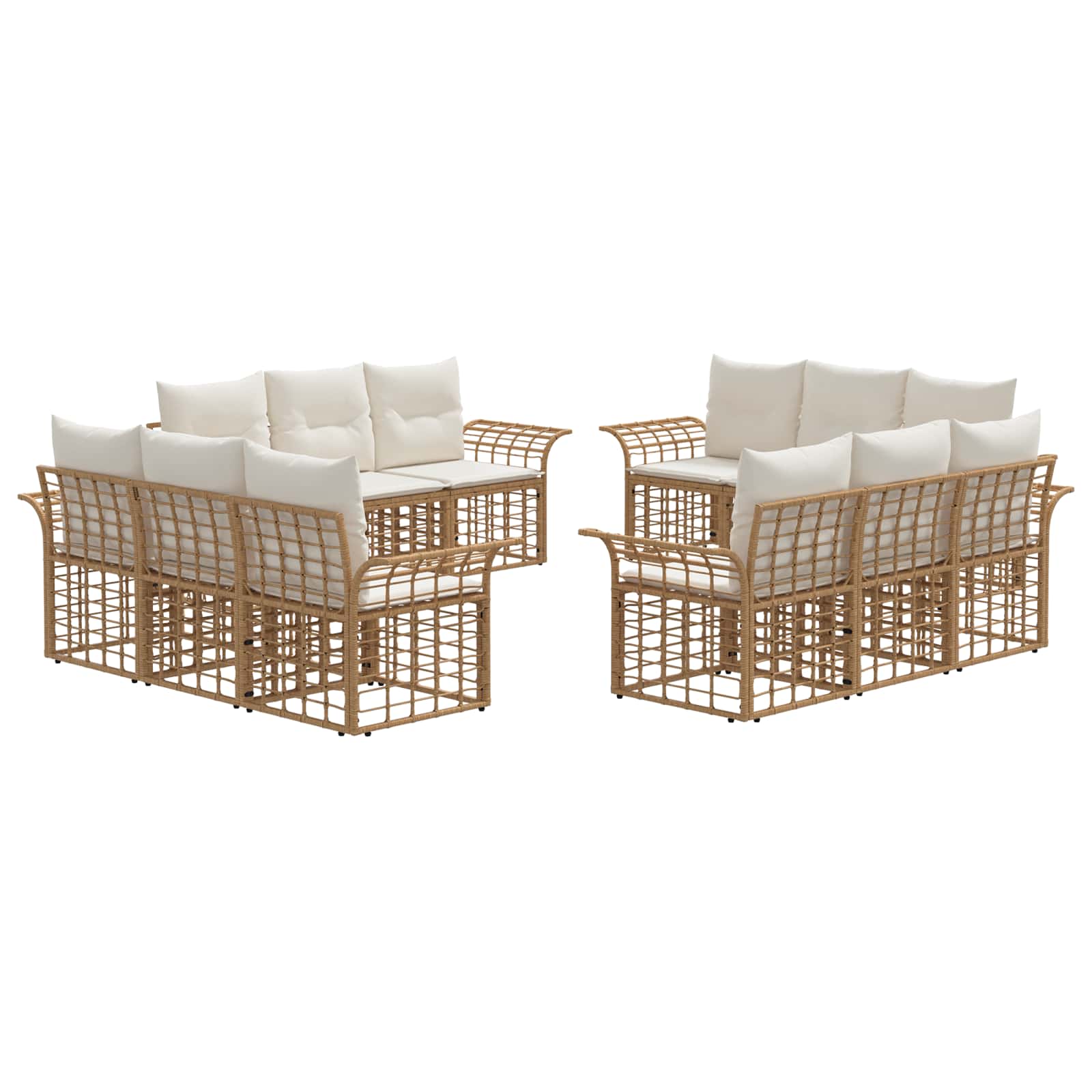 vidaXL Buiten bankenset 12 pcs Zwart en Donkergrijs Polyester