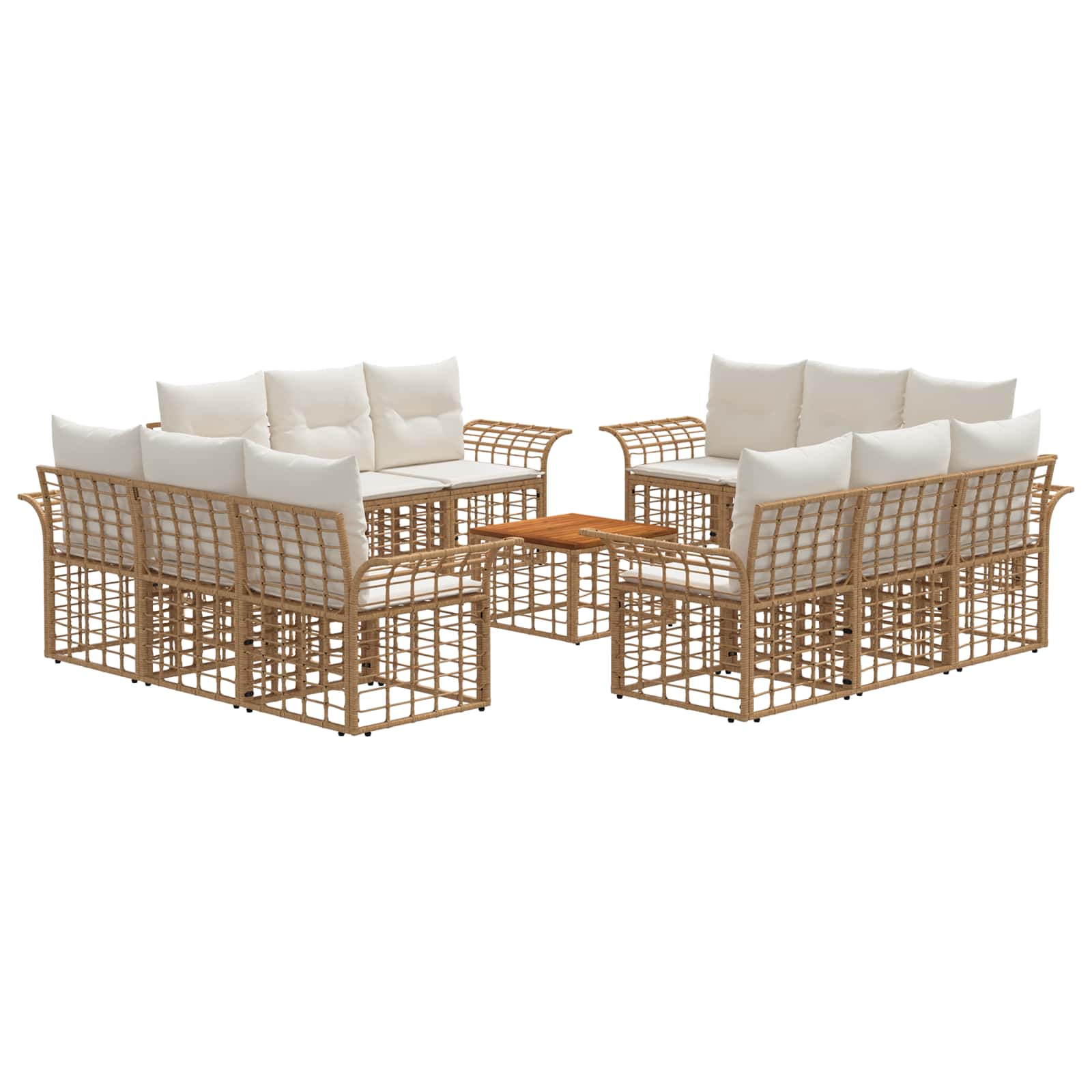 vidaXL Buiten bankenset 12 pcs Zwart en Donkergrijs Polyester