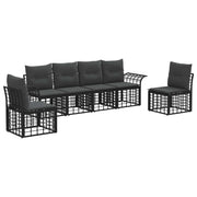 vidaXL Buiten bankenset 6 pcs Zwart en Donkergrijs Polyester