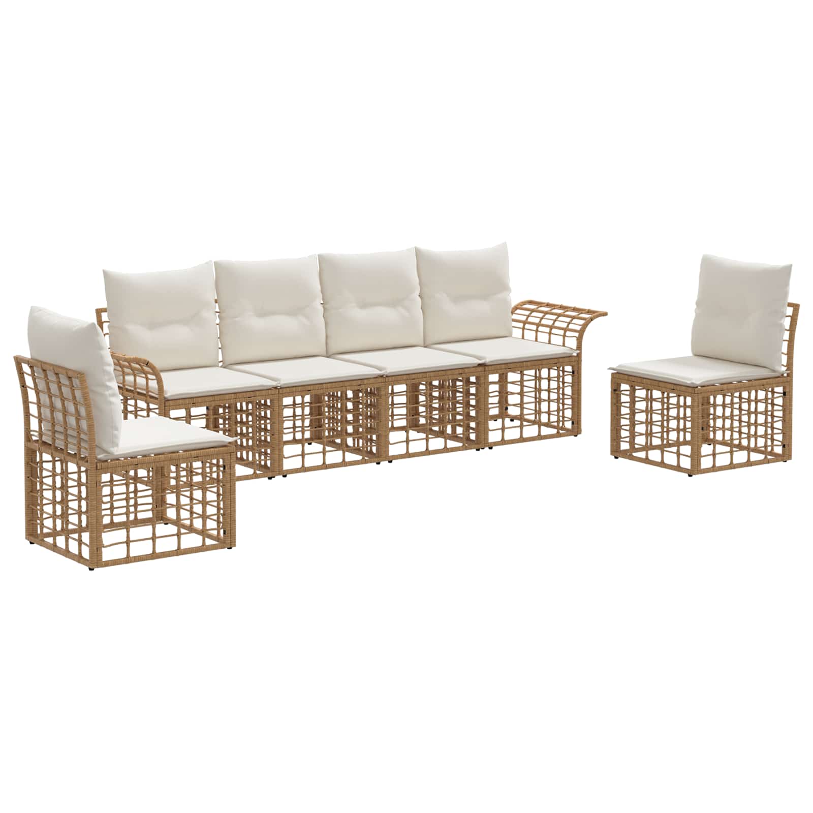 vidaXL Buiten bankenset 6 pcs Zwart en Donkergrijs Polyester