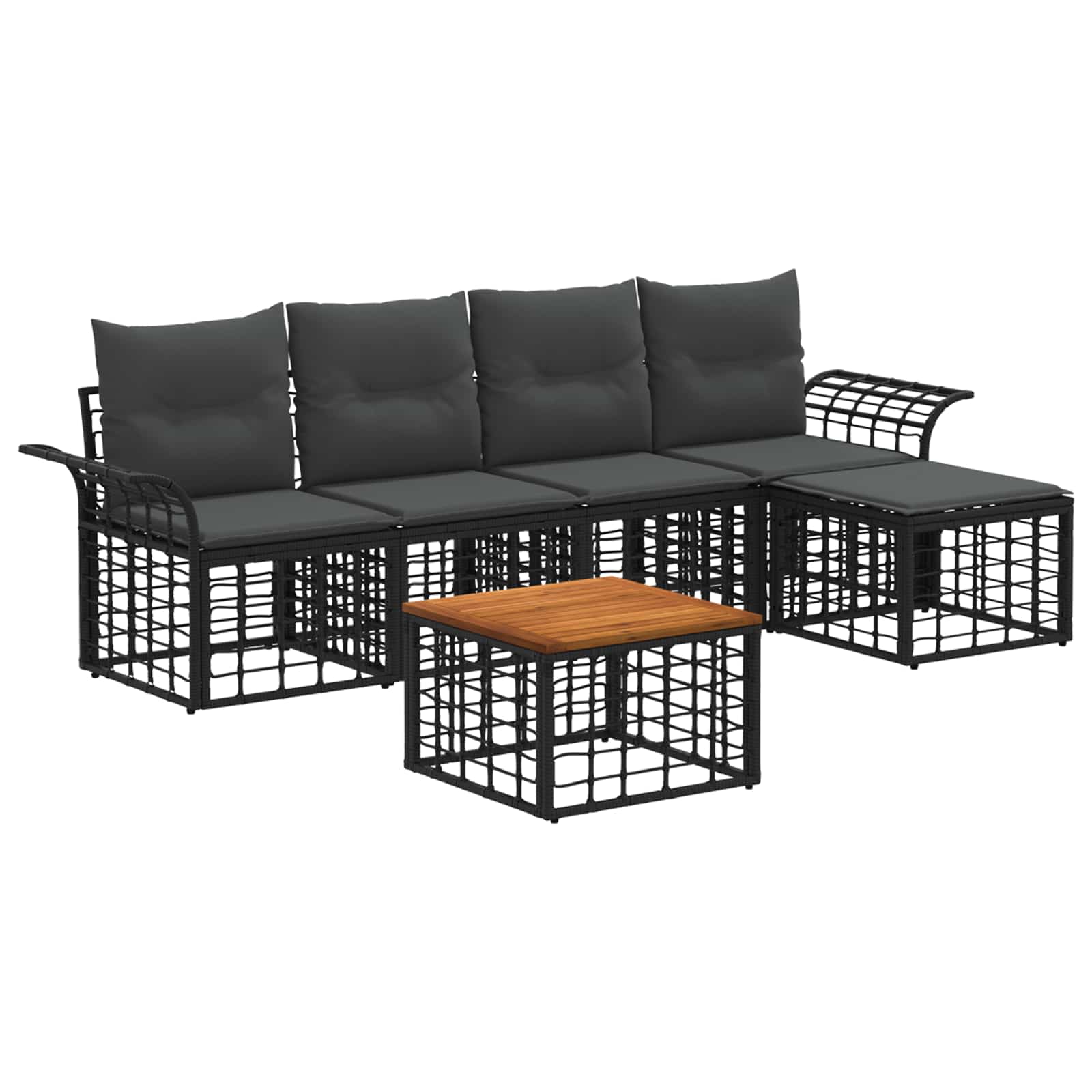 vidaXL Buiten bankenset 5 pcs Zwart en Donkergrijs Polyester