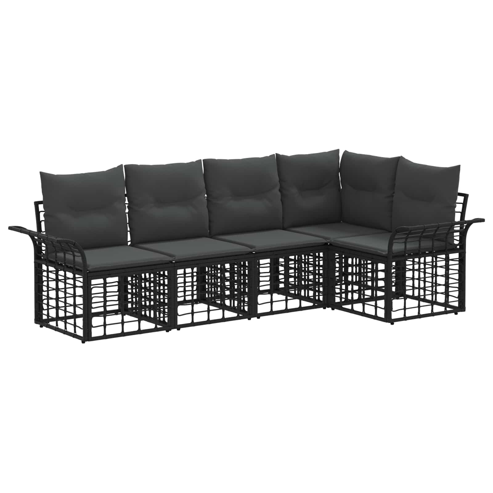 vidaXL Buiten bankenset 5 pcs Zwart en Donkergrijs Polyester