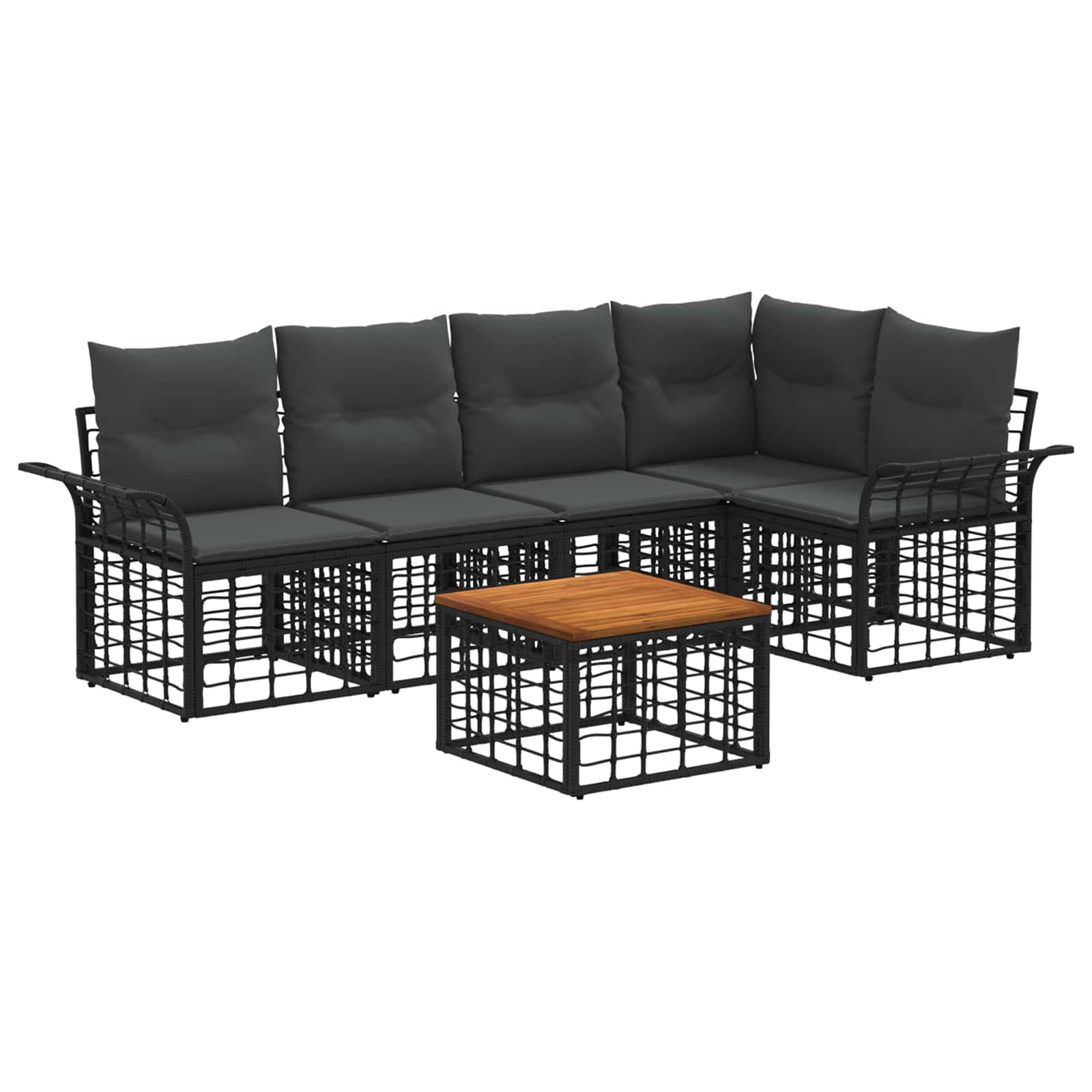 vidaXL Buiten bankenset 5 pcs Zwart en Donkergrijs Polyester