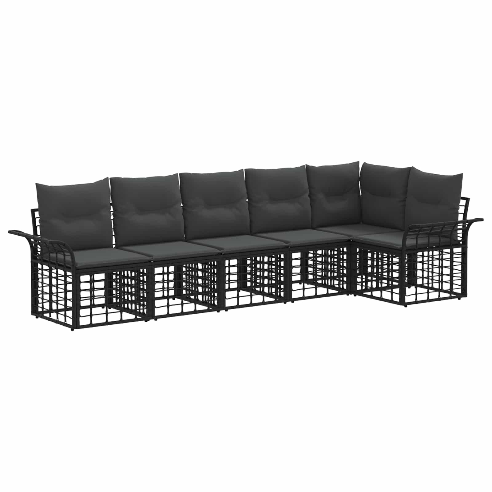 vidaXL Buiten bankenset 6 pcs Zwart en Donkergrijs Polyester