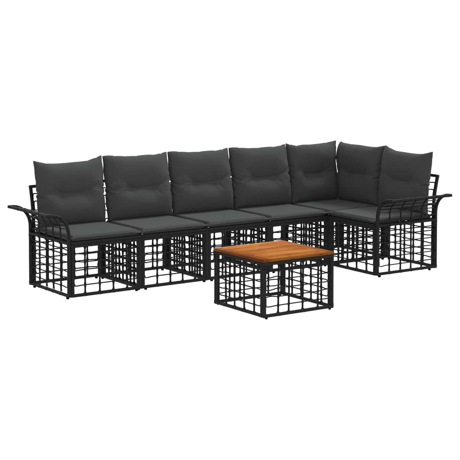 vidaXL Buiten bankenset 6 pcs Zwart en Donkergrijs Polyester
