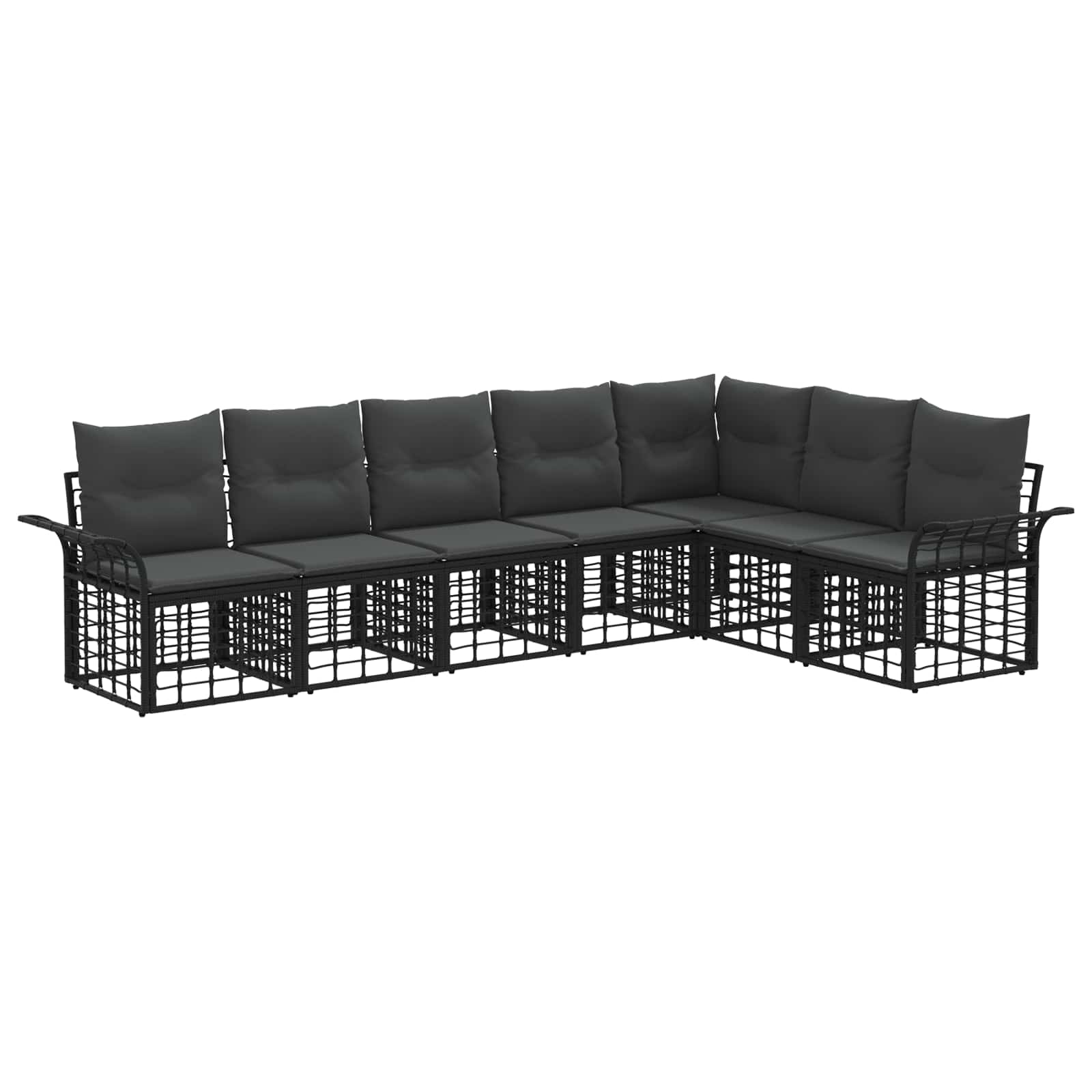 vidaXL Buiten bankenset 7 pcs Zwart en Donkergrijs Polyester