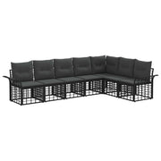 vidaXL Buiten bankenset 7 pcs Zwart en Donkergrijs Polyester