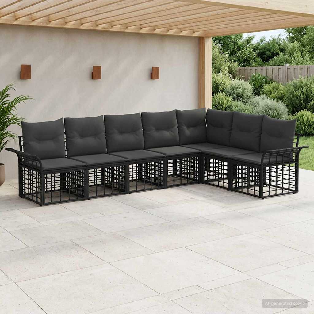 vidaXL Buiten bankenset 7 pcs Zwart en Donkergrijs Polyester