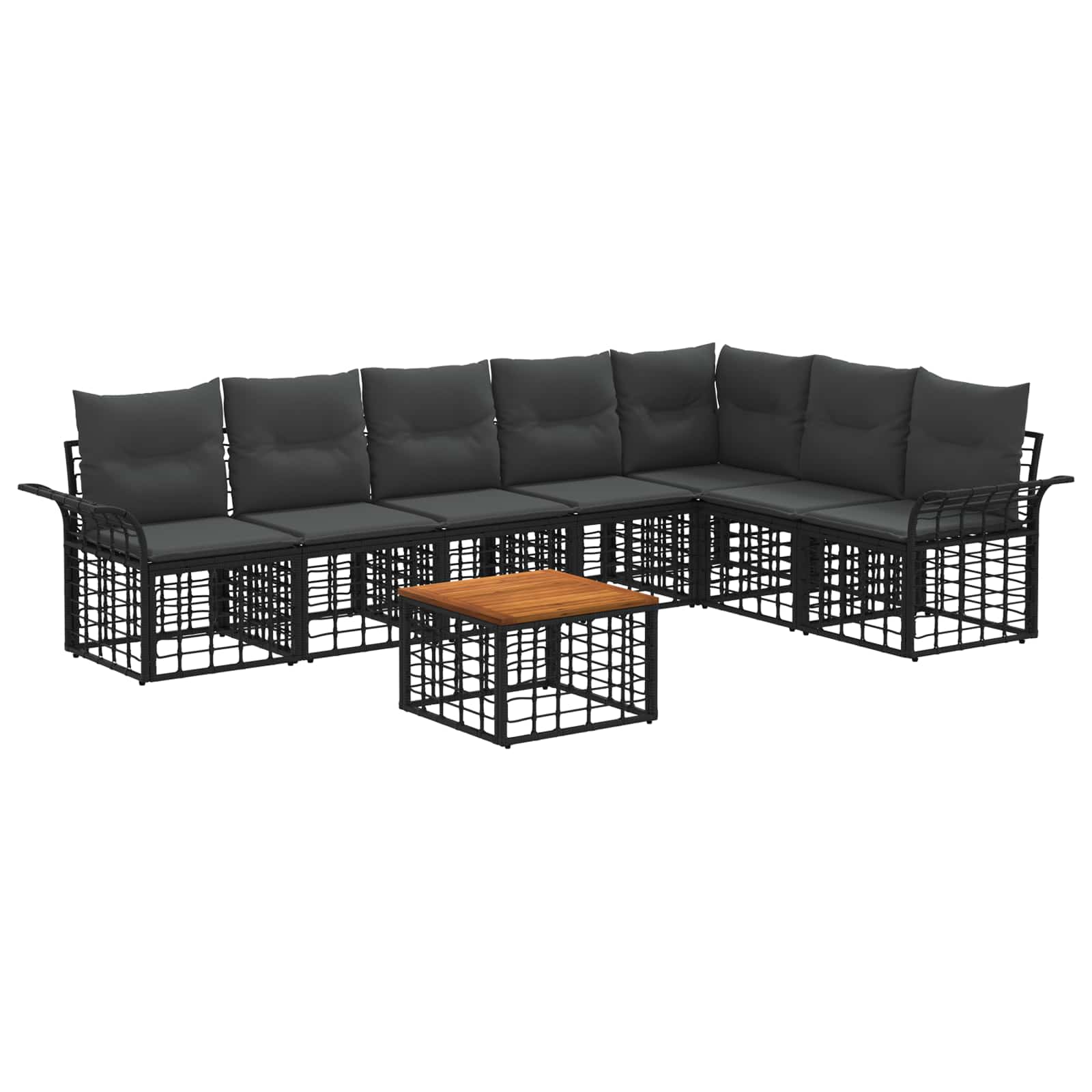 vidaXL Buiten bankenset 7 pcs Zwart en Donkergrijs Polyester