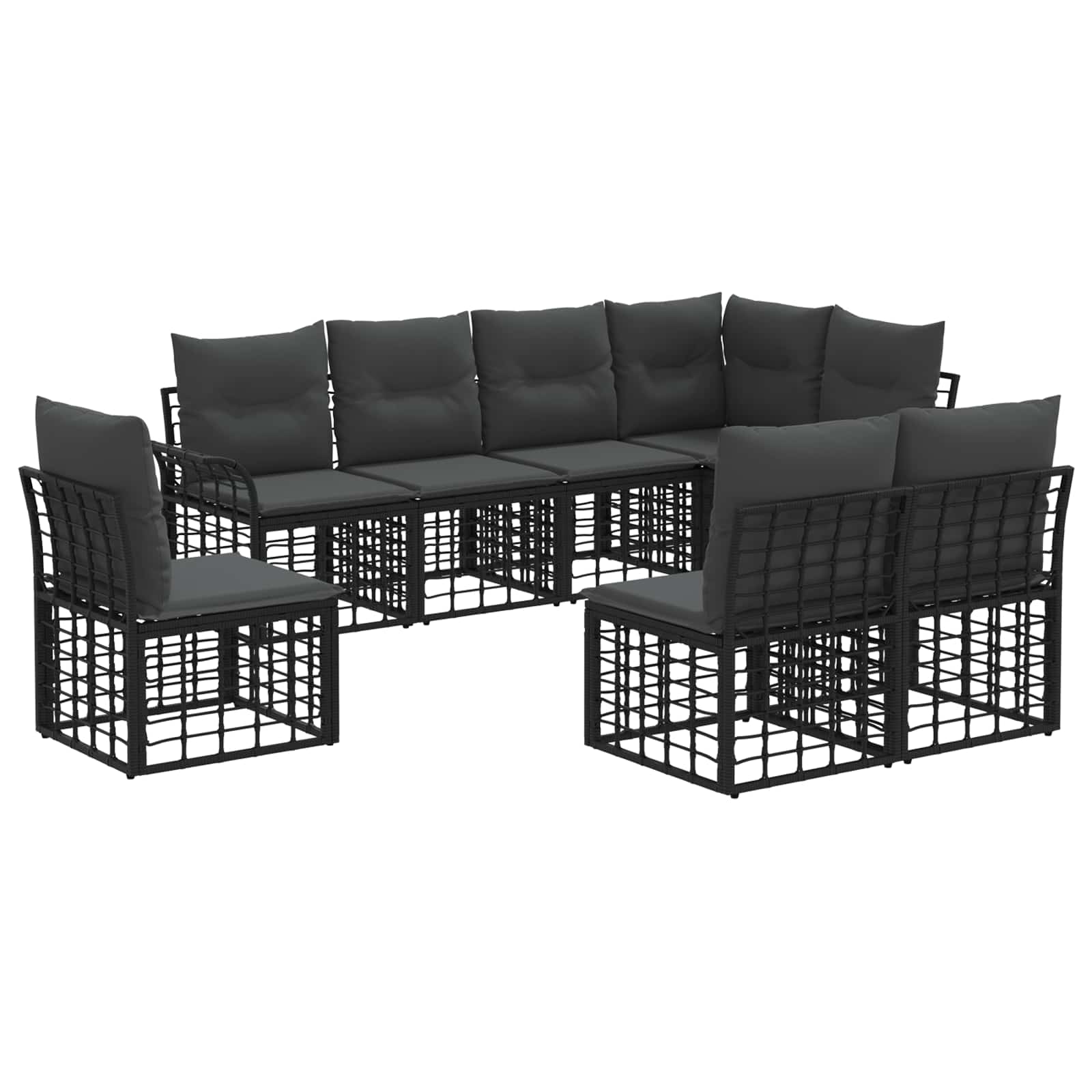 vidaXL Buiten bankenset 8 pcs Zwart en Donkergrijs Polyester
