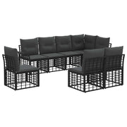 vidaXL Buiten bankenset 8 pcs Zwart en Donkergrijs Polyester