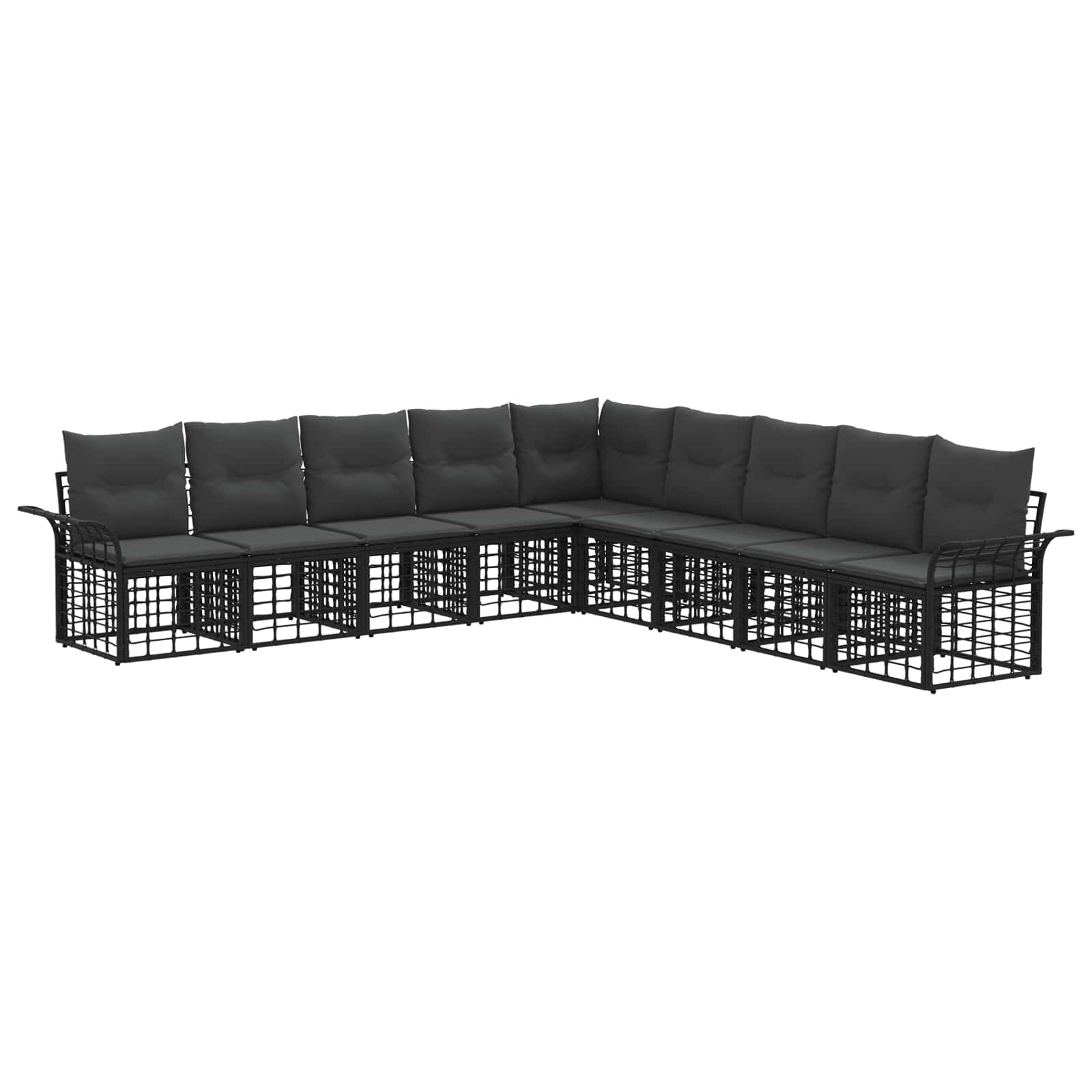 vidaXL Buiten bankenset 9 pcs Zwart en Donkergrijs Polyester