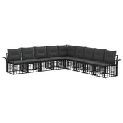 vidaXL Buiten bankenset 9 pcs Zwart en Donkergrijs Polyester