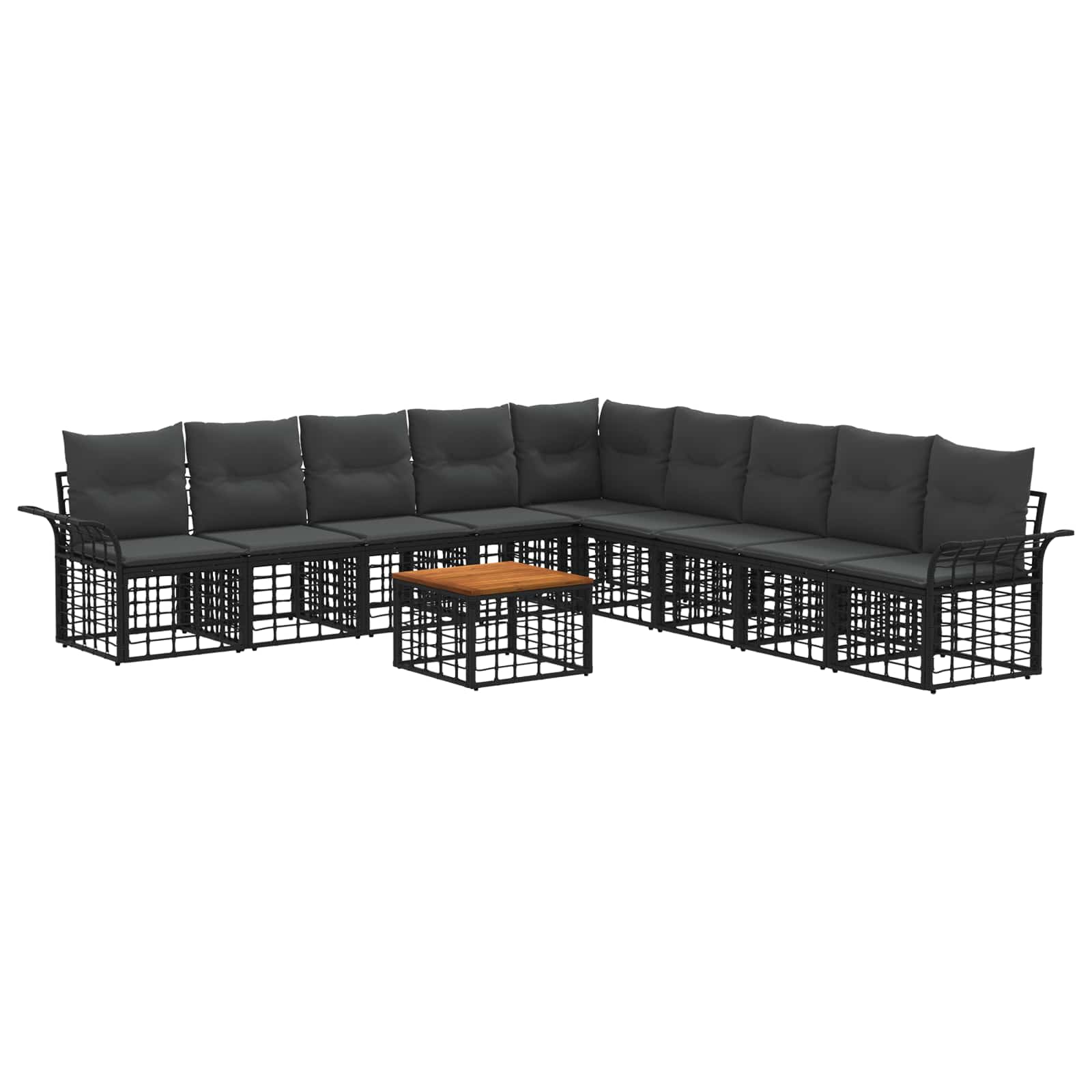vidaXL Buiten bankenset 9 pcs Zwart en Donkergrijs Polyester
