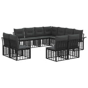 vidaXL Buiten bankenset 11 pcs Zwart en Donkergrijs Polyester