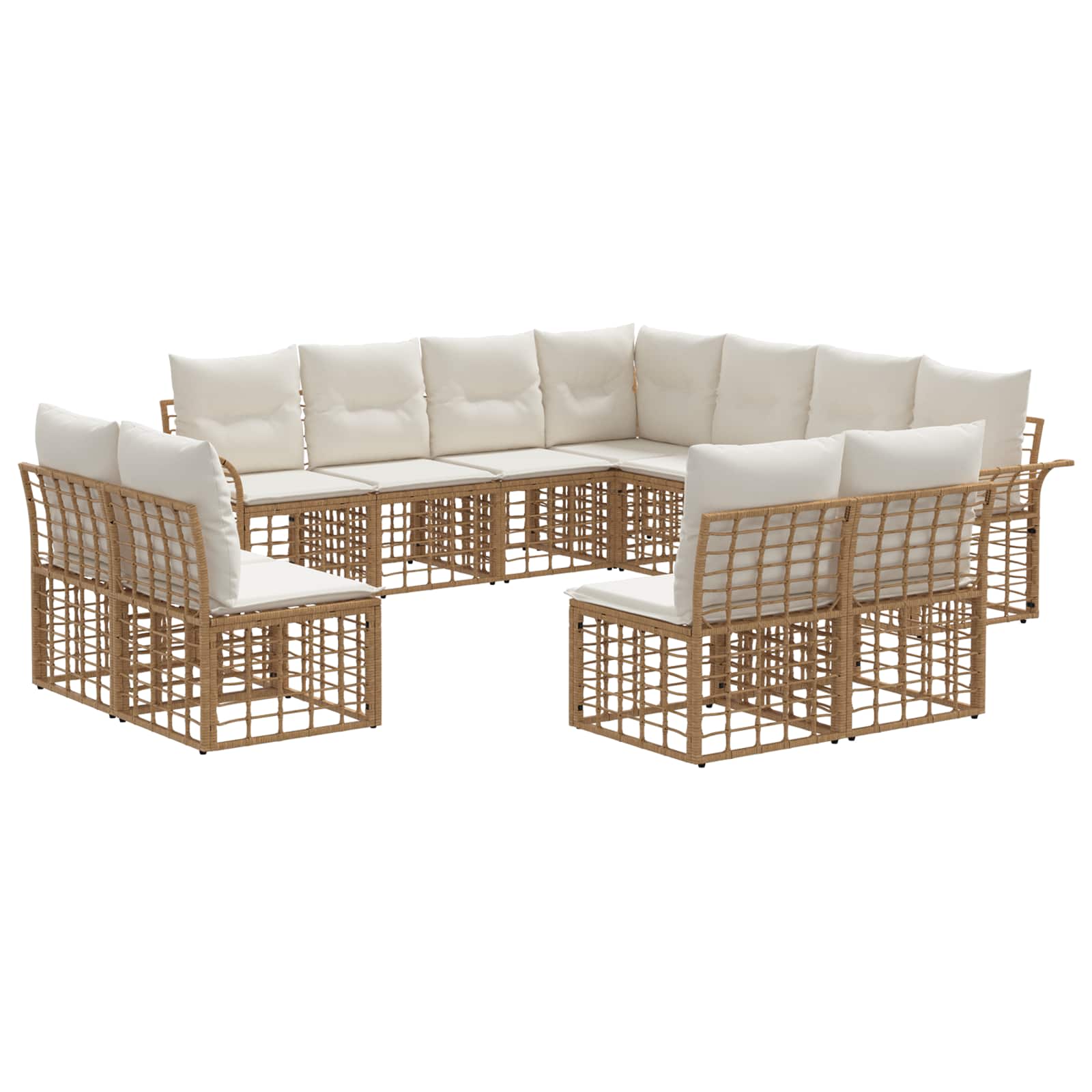 vidaXL Buiten bankenset 11 pcs Zwart en Donkergrijs Polyester