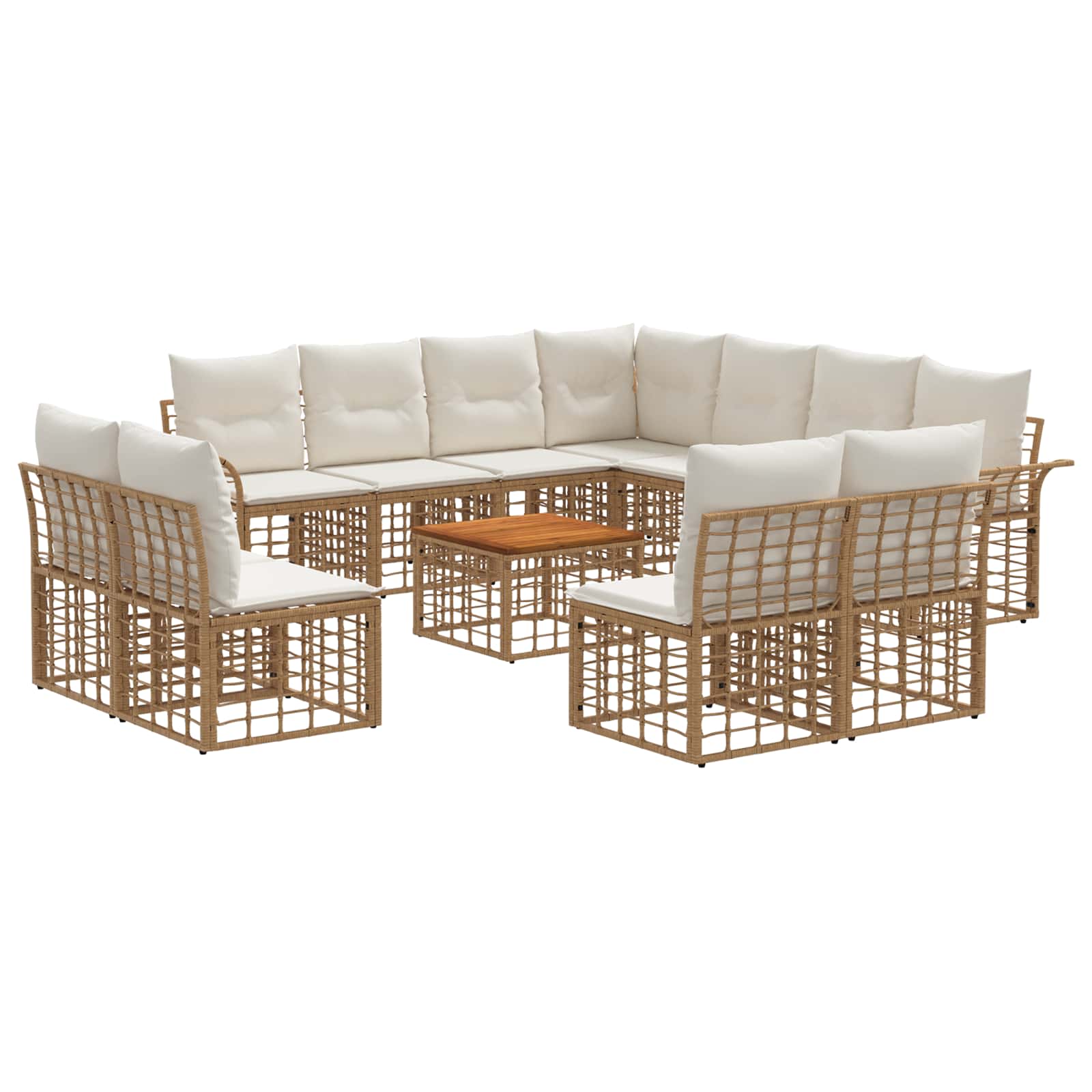 vidaXL Buiten bankenset 11 pcs Zwart en Donkergrijs Polyester