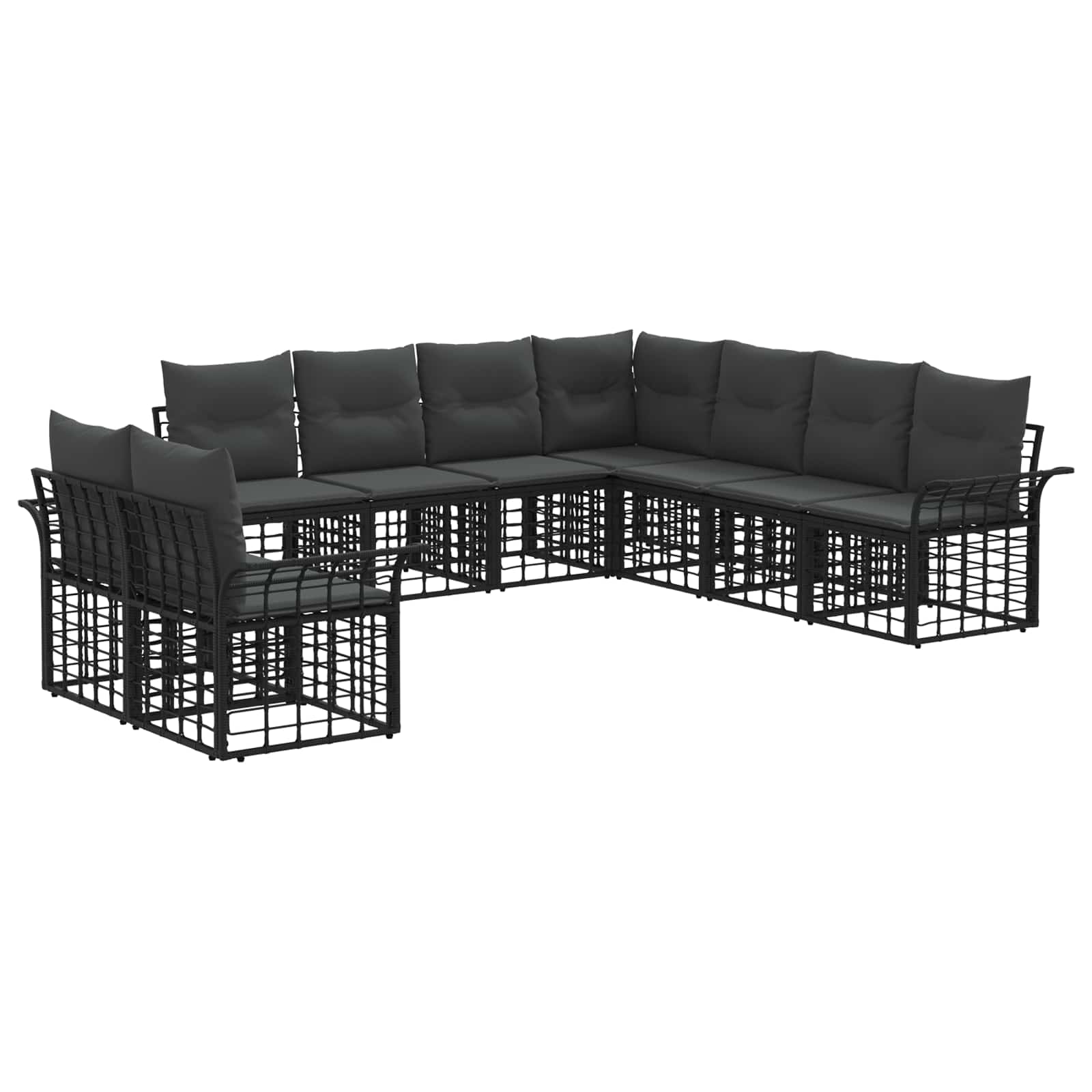 vidaXL Buiten bankenset 9 pcs Zwart en Donkergrijs Polyester