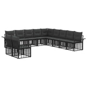 vidaXL Buiten bankenset 11 pcs Zwart en Donkergrijs Polyester