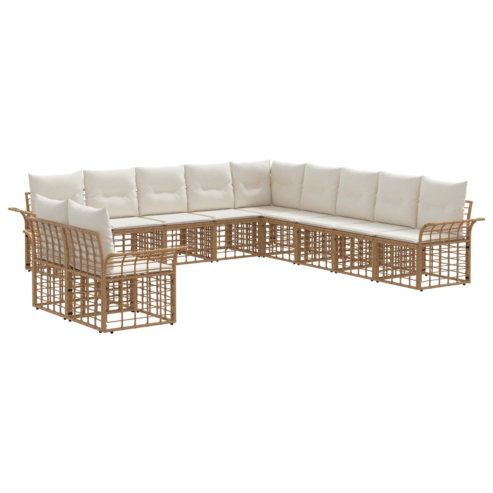 vidaXL Buiten bankenset 11 pcs Zwart en Donkergrijs Polyester