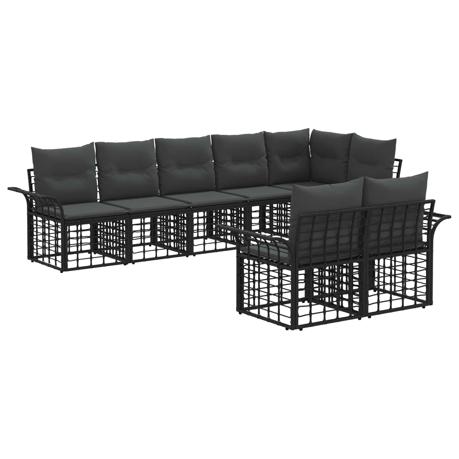 vidaXL Buiten bankenset 8 pcs Zwart en Donkergrijs Polyester