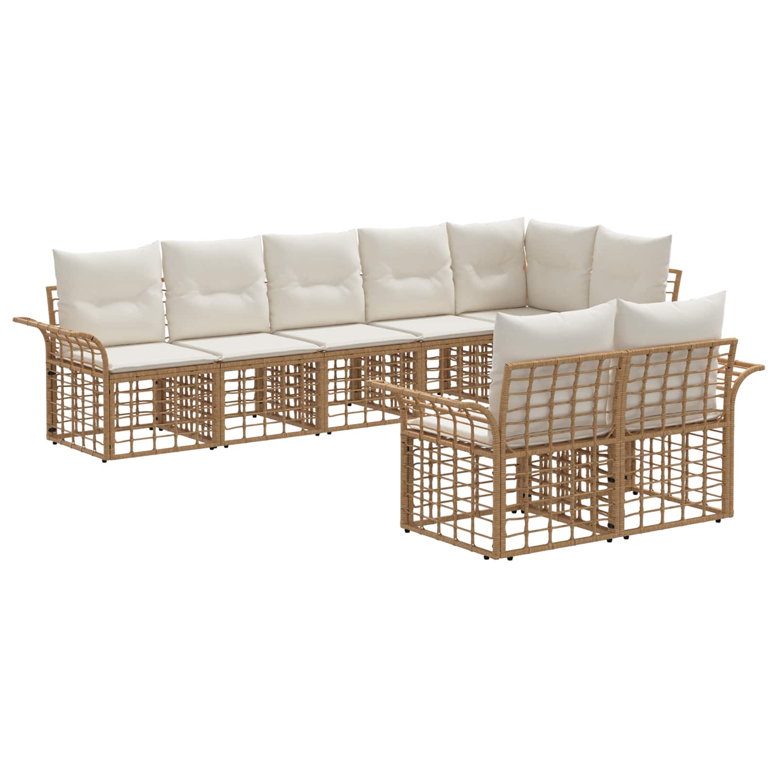 vidaXL Buiten bankenset 8 pcs Zwart en Donkergrijs Polyester