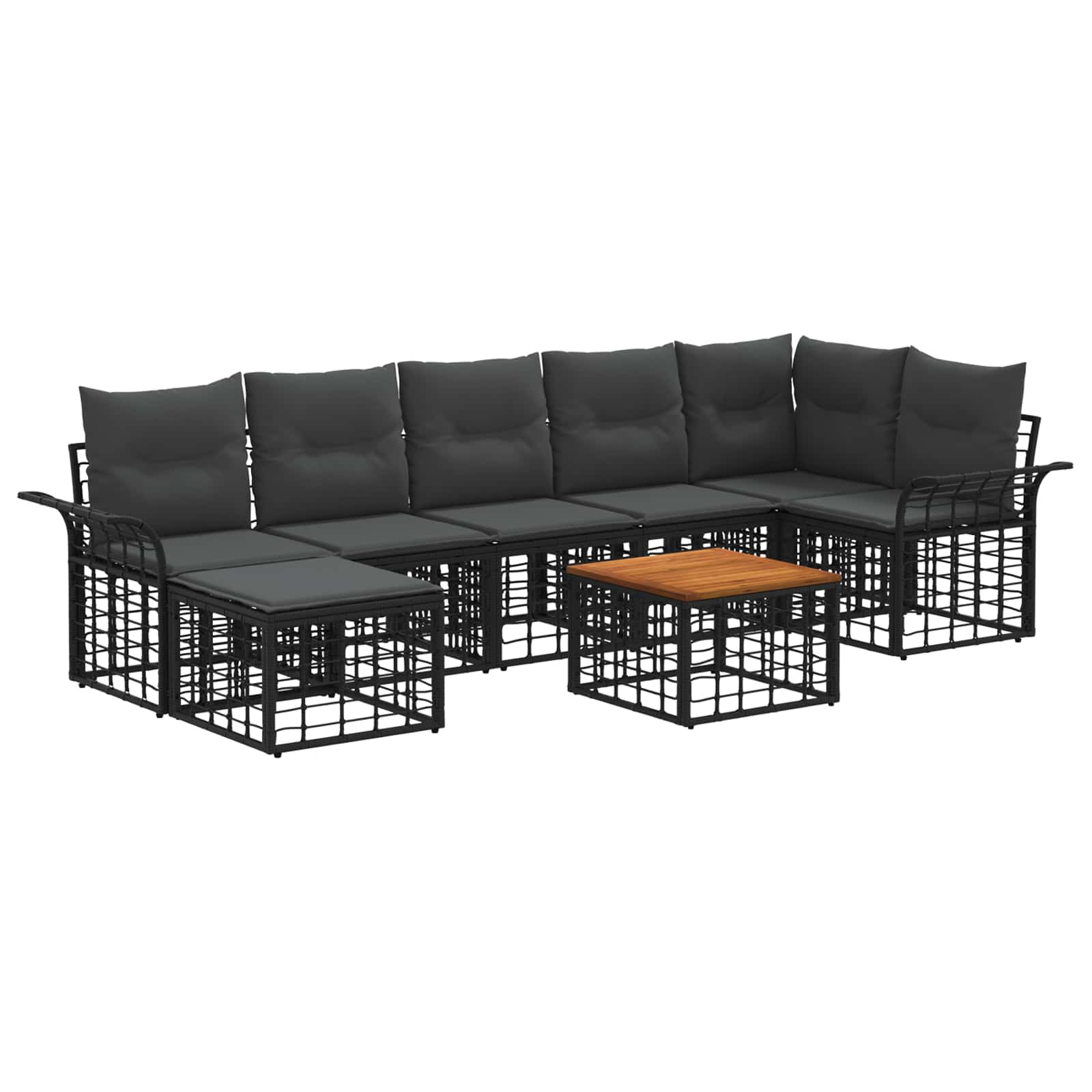 vidaXL Buiten bankenset 7 pcs Zwart en Donkergrijs Polyester