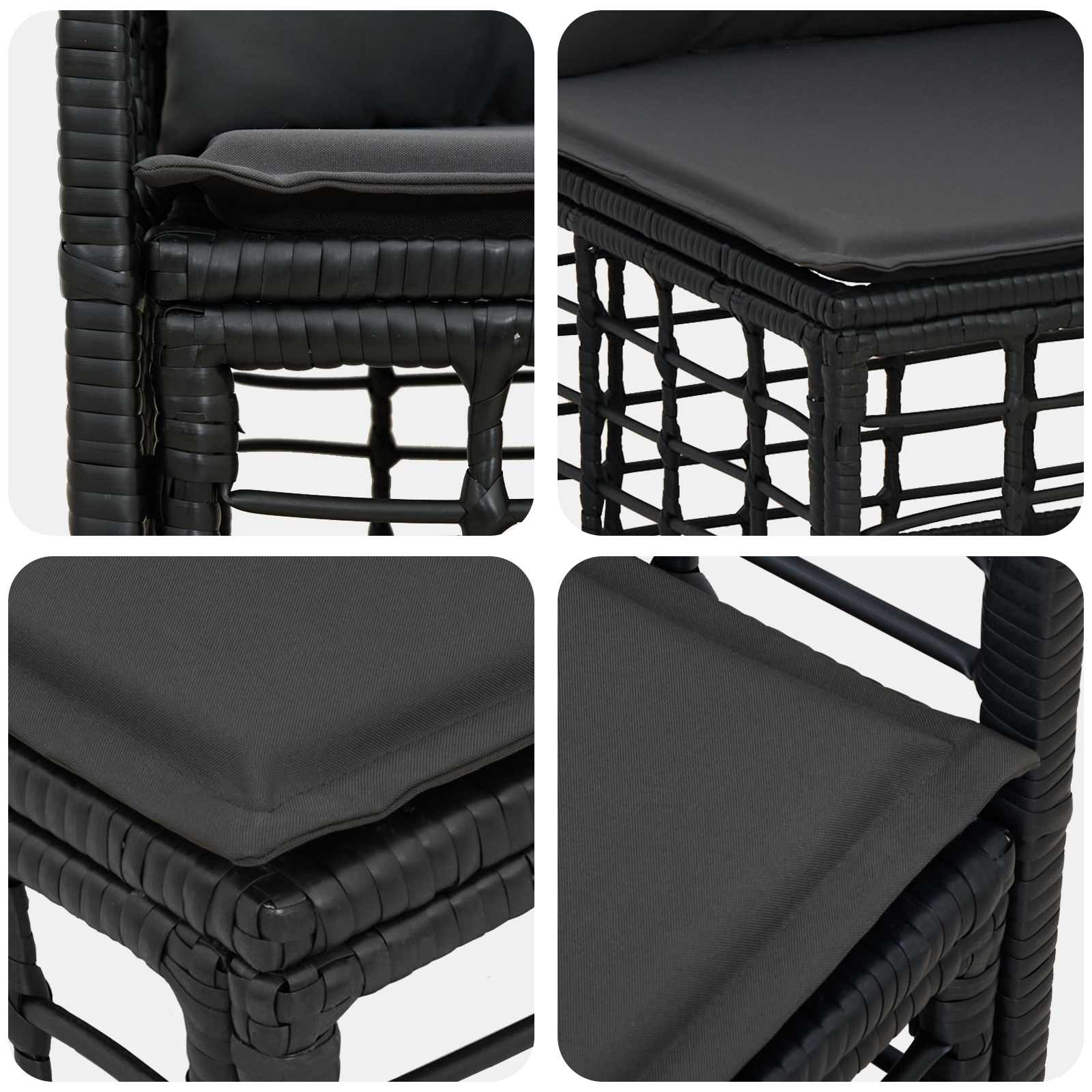 vidaXL Buiten bankenset 7 pcs Zwart en Donkergrijs Polyester