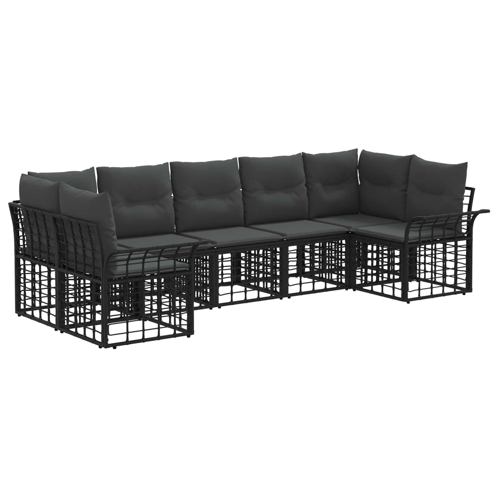 vidaXL Buiten bankenset 7 pcs Zwart en Donkergrijs Polyester