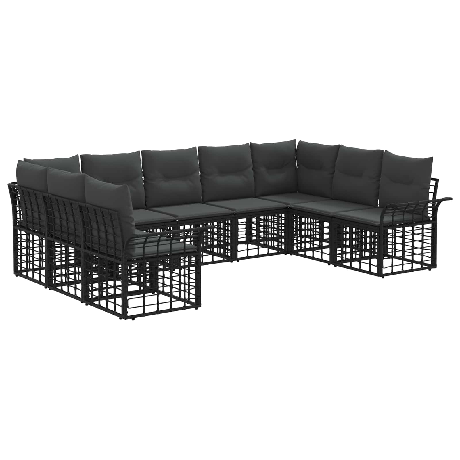 vidaXL Buiten bankenset 9 pcs Zwart en Donkergrijs Polyester