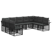 vidaXL Buiten bankenset 9 pcs Zwart en Donkergrijs Polyester