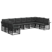 vidaXL Buiten bankenset 10 pcs Zwart en Donkergrijs Polyester