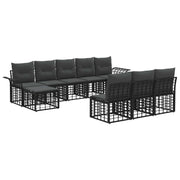 vidaXL Buiten bankenset 9 pcs Zwart en Donkergrijs Polyester