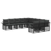 vidaXL Buiten bankenset 11 pcs Zwart en Donkergrijs Polyester