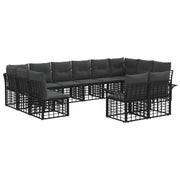 vidaXL Buiten bankenset 12 pcs Zwart en Donkergrijs Polyester