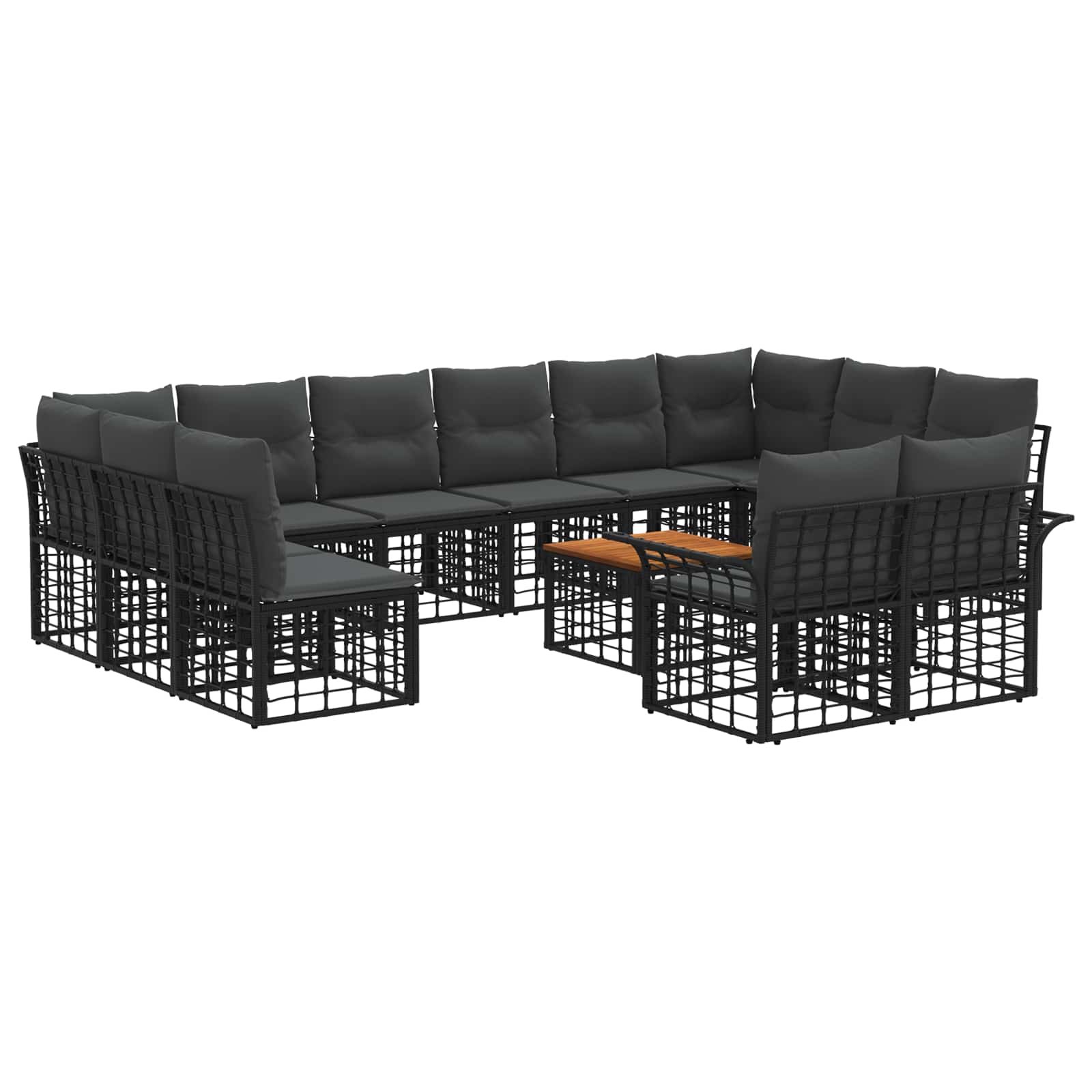 vidaXL Buiten bankenset 12 pcs Zwart en Donkergrijs Polyester